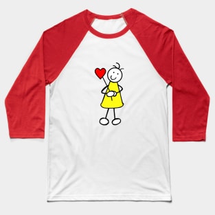 Cute Girl with Heart Baseball T-Shirt